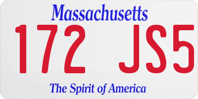 MA license plate 172JS5