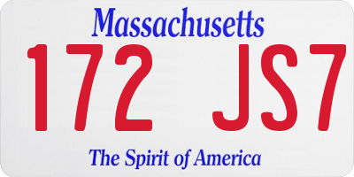 MA license plate 172JS7