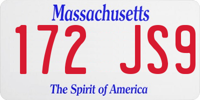 MA license plate 172JS9