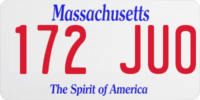 MA license plate 172JU0