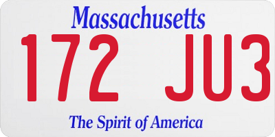 MA license plate 172JU3