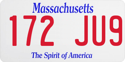 MA license plate 172JU9