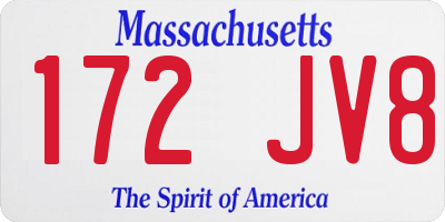 MA license plate 172JV8