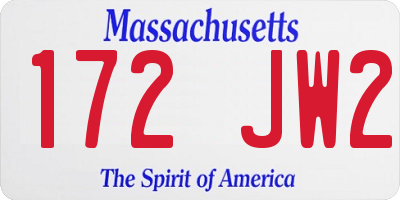 MA license plate 172JW2