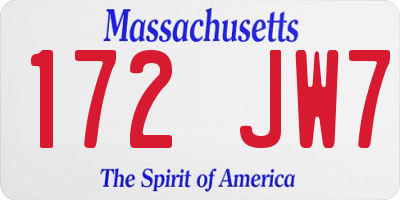 MA license plate 172JW7