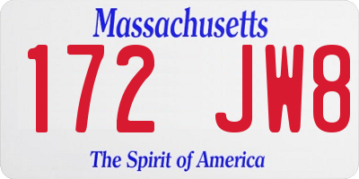 MA license plate 172JW8