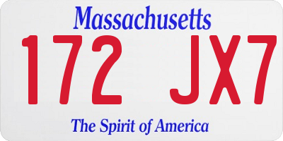 MA license plate 172JX7
