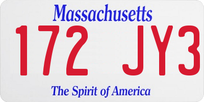 MA license plate 172JY3