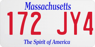 MA license plate 172JY4