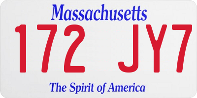 MA license plate 172JY7