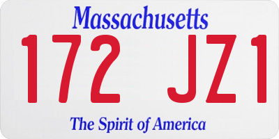 MA license plate 172JZ1