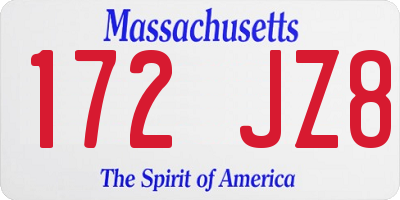 MA license plate 172JZ8