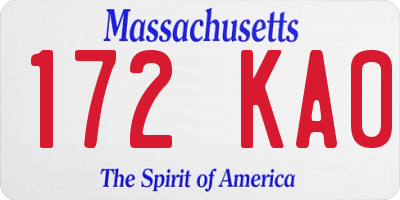 MA license plate 172KA0