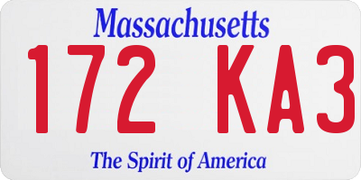 MA license plate 172KA3
