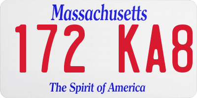 MA license plate 172KA8