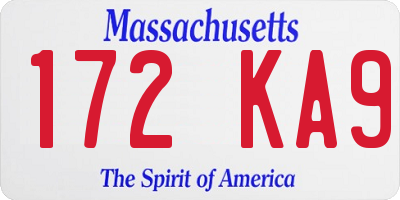 MA license plate 172KA9