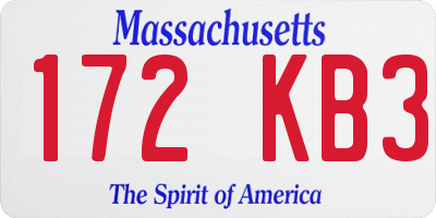 MA license plate 172KB3