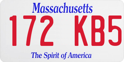 MA license plate 172KB5