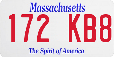 MA license plate 172KB8