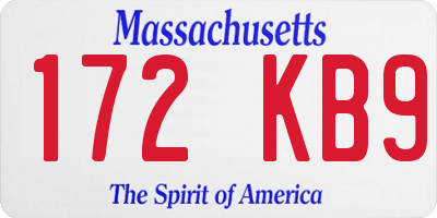 MA license plate 172KB9