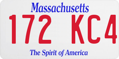 MA license plate 172KC4