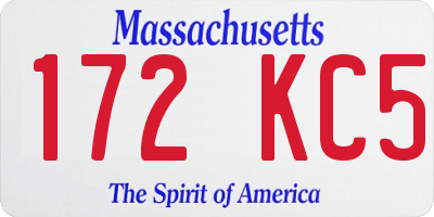 MA license plate 172KC5