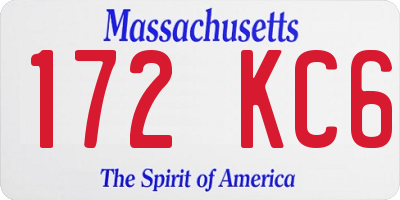 MA license plate 172KC6