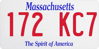 MA license plate 172KC7