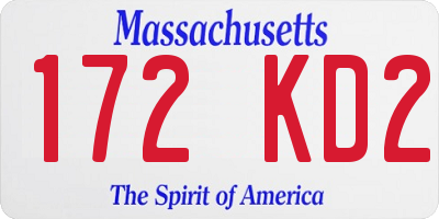 MA license plate 172KD2