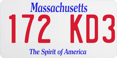 MA license plate 172KD3