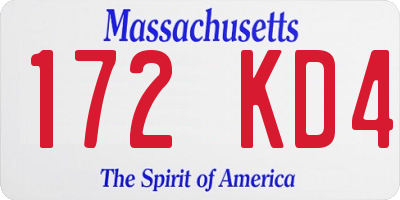 MA license plate 172KD4