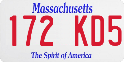 MA license plate 172KD5