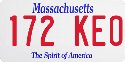 MA license plate 172KE0