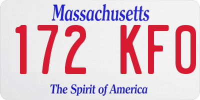 MA license plate 172KF0