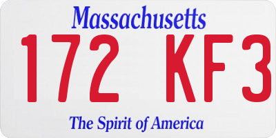 MA license plate 172KF3