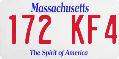 MA license plate 172KF4