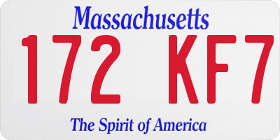 MA license plate 172KF7