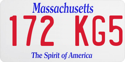 MA license plate 172KG5