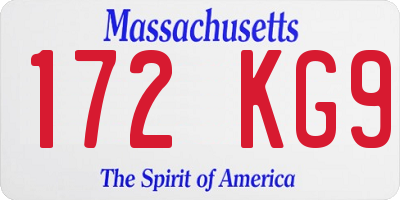 MA license plate 172KG9