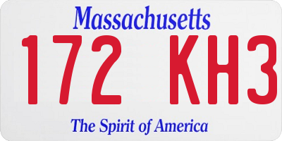 MA license plate 172KH3