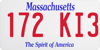 MA license plate 172KI3