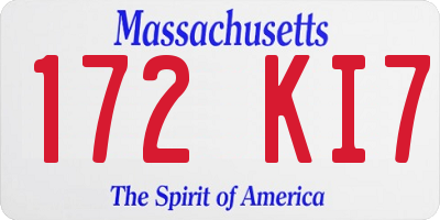 MA license plate 172KI7