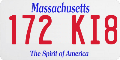 MA license plate 172KI8