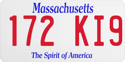 MA license plate 172KI9