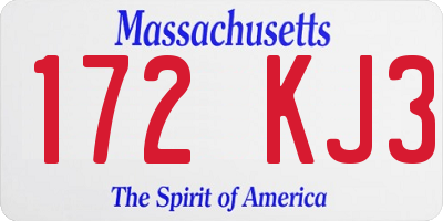 MA license plate 172KJ3