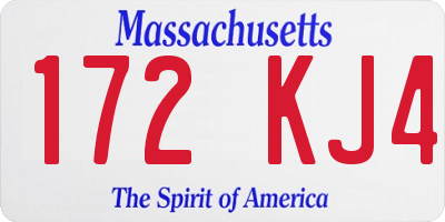 MA license plate 172KJ4