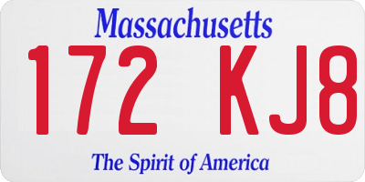 MA license plate 172KJ8