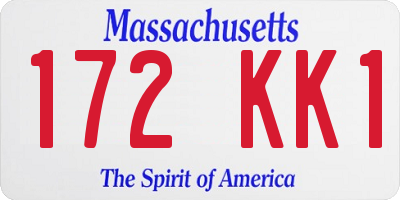 MA license plate 172KK1