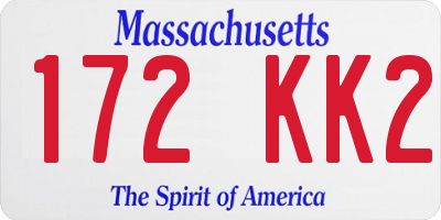 MA license plate 172KK2