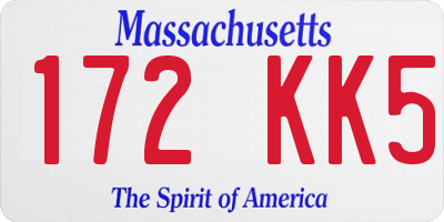 MA license plate 172KK5